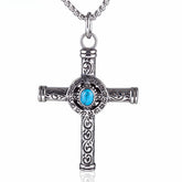 Turquoise Totem Celtic Cross Titanium Steel Necklace for Men