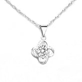 (Pendant Only) Lucky Clover with Zircon Silver Pendant for Women
