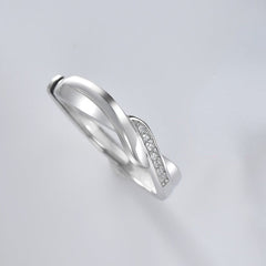 Zircon Interweave Wave Silver Couple Ring