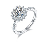 Lotus Halo 1.5Carat Round Moissanite Ring