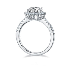 Lotus Halo 1.5Carat Round Moissanite Ring