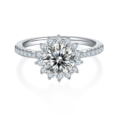 Lotus Halo 1.5Carat Round Moissanite Ring