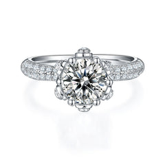 Flower Six Prongs 1.5 Carat Moissanite Ring