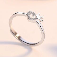 Zircon Love Crown Silver Ring