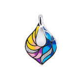 Veins of Leaf Colourful Enamel Silver Pendant