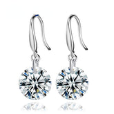 9mm Round Zircon Pendant Silver Drop Earrings for Women