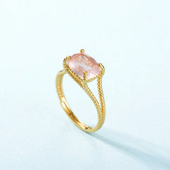 Split Shank Radiant Cut Pink Crystal Opening Silver Ring