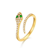 Green Eye Snake Zircon Opening Sterling Silver Ring