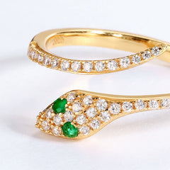 Green Eye Snake Zircon Opening Sterling Silver Ring