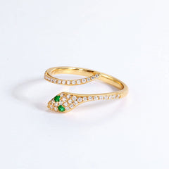 Green Eye Snake Zircon Opening Sterling Silver Ring