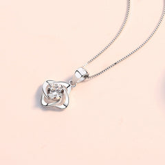 (Pendant Only) Lucky Clover with Round Zircon Silver Pendant for Women