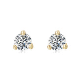 Three Prongs Round Zircon Silver Studs Earrings for Women