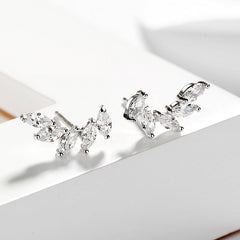 Marquise Shape Zircon Leaves Studs Earrings for Women