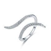 Adjustable Opening White Zircon Snakelike Silver Ring for Women
