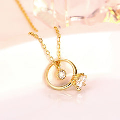 Zircon Ring Pendant Silver Necklace for Women