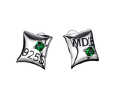 Pillow Shape Enamel Silver Stud Earrings