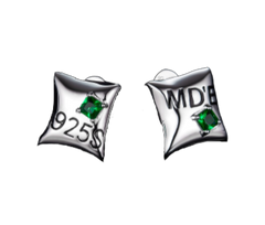 Pillow Shape Enamel Silver Stud Earrings