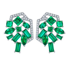 Green Zircon Enamel Stud Earrings