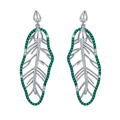 Hollow Banana Leaf Green Topaz Drop Earrings