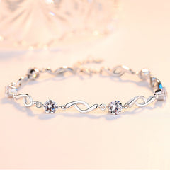 Round Zircon Beading Silver Bracelet for Women