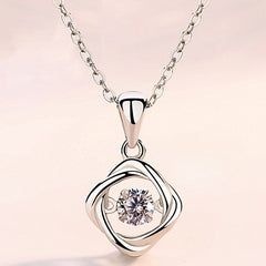 (Pendant Only) Lucky Clover Design with Round Zircon Silver Pendant for Women