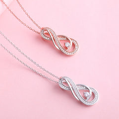 Endless Love Design with Zircon Pendant Silver Necklace for Women