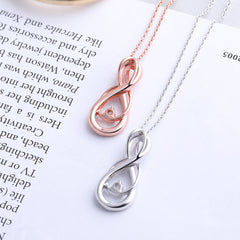 Endless Love Design with Zircon Pendant Silver Necklace for Women