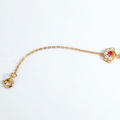 Red Corundum Pearl Ginkgo Leaf Sterling Silver Bracelet