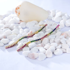 Long Tassel with Colourful Zircon Silver Drop Earrings for Women