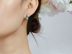 Hummingbirds Green Enamel Silver Stud Earrings