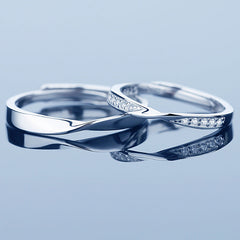 Mobius with Zircon Silver Couple Ring for Women
