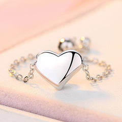 Heart Shape Silver Chain Ring for Women