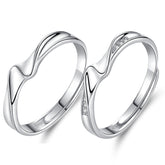 Geometric Wave with Zircon Silver Couple Ring for Women