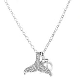 Zircon Mermaid Tail with Pearl Silver Necklace for Women