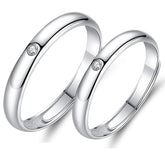 Simple Zircon Silver Couple Ring