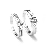 Ripple Round Zircon Silver Couple Ring