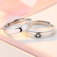Sun Moon Silver Couple Ring