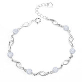 Round Zircon Beading Silver Bracelet for Women