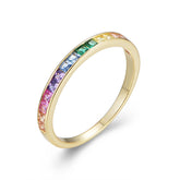 Rainbow Zircon Sterling Silver Half Eternity Ring