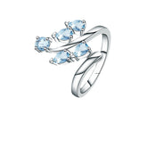 Fashionable and Luxurious Design Inlaid Natural Topaz S925 Silver Ring for Women