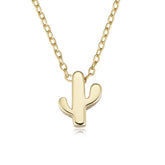 Pretty Cactus Pendant Sterling Silver Necklace for Women