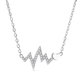 Valentine's Day Gift Zircon Heartbeat Shape Silver Necklace for Women