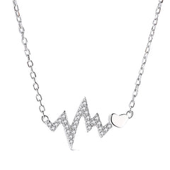 Valentine's Day Gift Zircon Heartbeat Shape Silver Necklace for Women