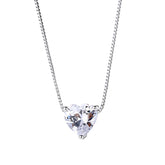 Valentine's Day Gift Three Prongs Heart-shaped Zircon Pendant Silver Necklace for Women