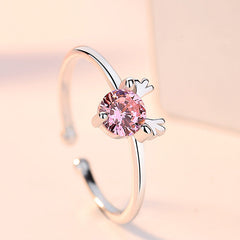 Colourful Zircon Elk Silver Ring for Women
