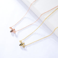 Little Bee Pendant Silver Collarbone Necklace for Women