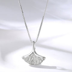 Ginkgo Leaf Pendant Silver Necklace for Women