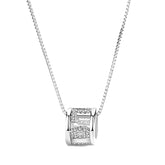 Valentine's Day Gift Zircon LOVE Letter Circle Pendant Silver Necklace for Women