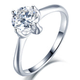 (1.0CT) Moissanite Round Cut Four Prongs Solitaire Opening Silver Engagement Ring for WomenAdjustable