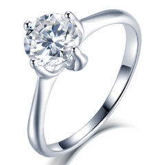 (1.0CT) Moissanite Round Cut Four Prongs Solitaire Opening Silver Engagement Ring for WomenAdjustable